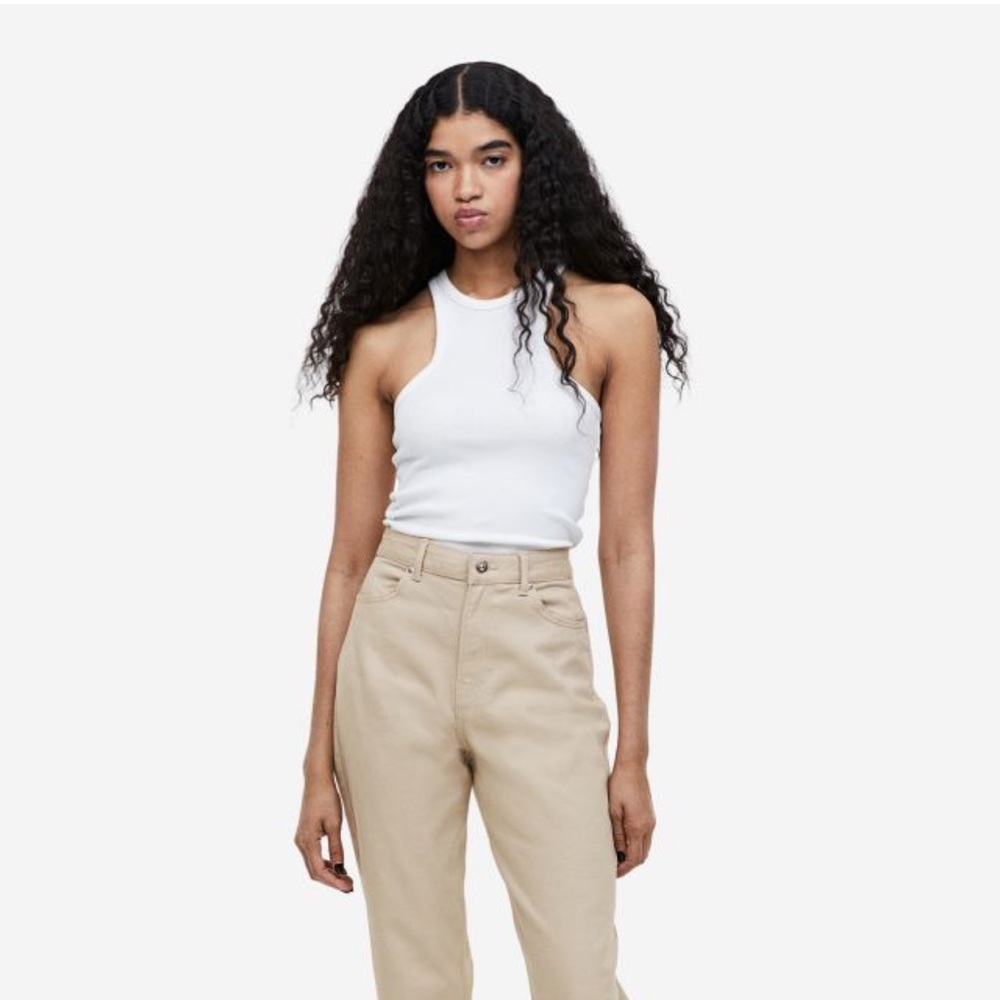 H&M Mom Loose Fit Twill Pants|Beige,size 12|